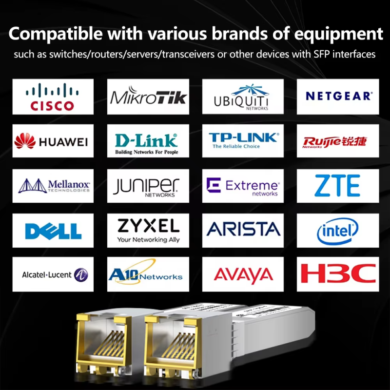 10/100/1000M Copper SFP Transceiver 1.25 G SFP To RJ45 Connect With Cat5 Cat6 Copper Cable LAN Network