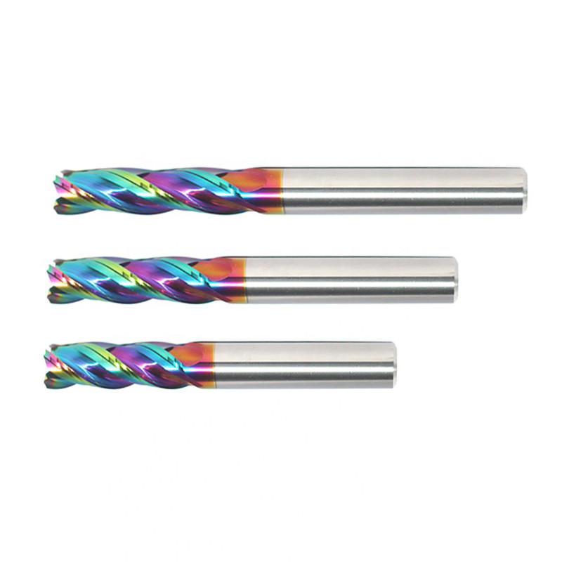 Double Flute Long Shank End Mills RLD Rainbow coating For Copper Electrode