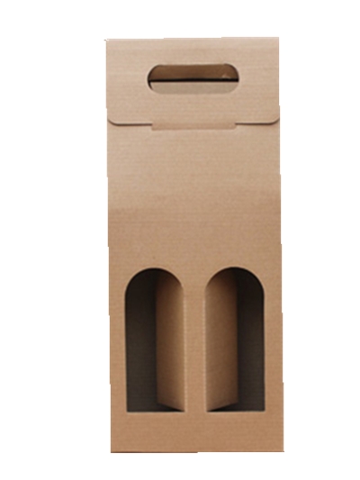 Foldable Corrugate Paper Wine Box with Cut Handle