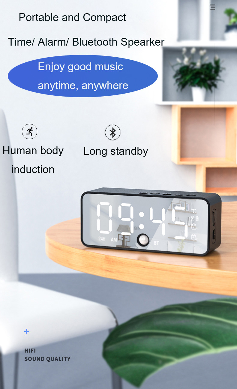 IPX4 Wireless 5.0 Bluetooth Speaker With LED Display Alarm Clock