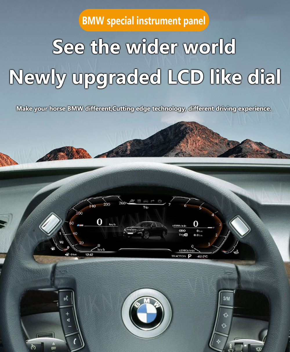 Viknav IPS Screen For BMW 7 Series E65 E66 (2001-2008) 12.3 inch Upgrade Smart Cluster Digital Dashboard Speedometer