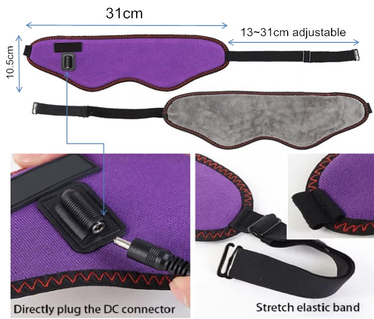 5V USB Heated Eye Mask 3 Level Heating Shading Light Soft Velvet Linning
