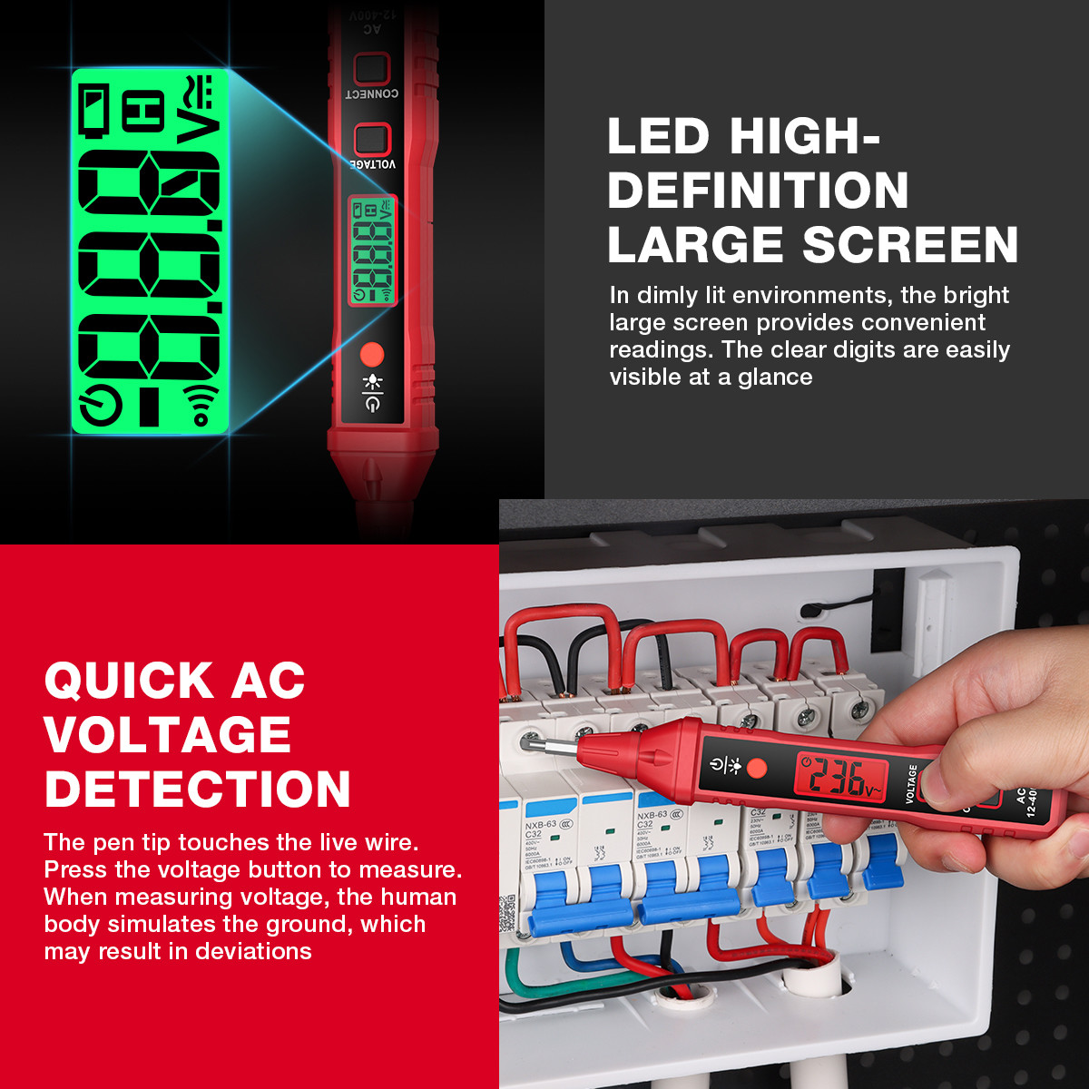 HT91A Non Contact AC Voltage Tester Digital Voltage Detector Electric Test Pen Voltage Tester Pen