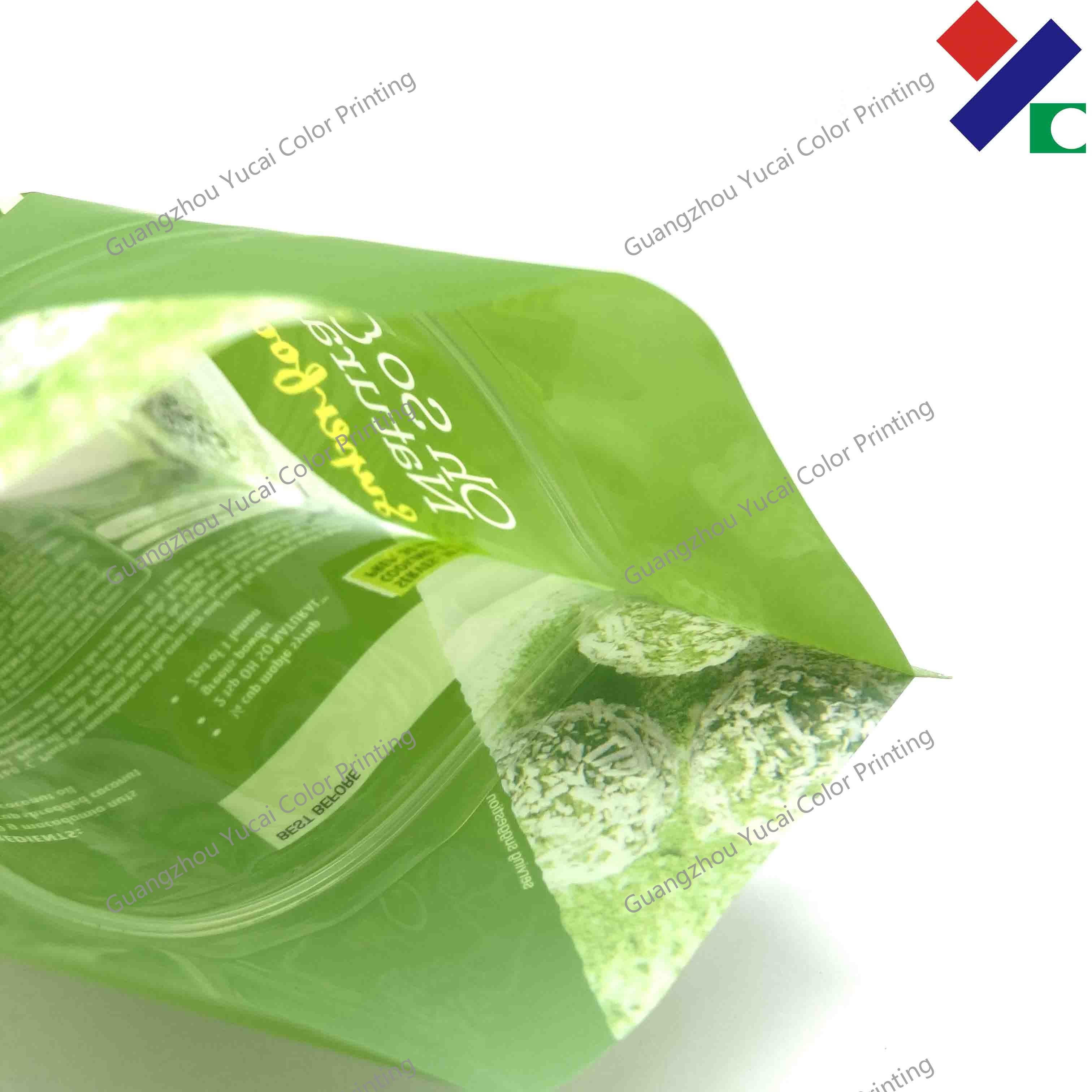 Plastic Material Stand Up Zipper Pouch Clear Window Food Packaging