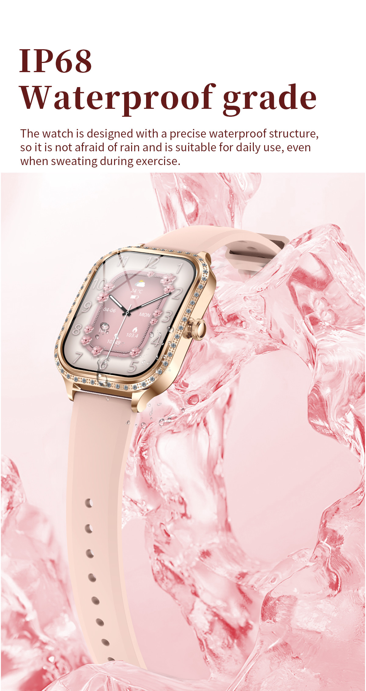 MK88 IPhone Android Women'S Bluetooth Watch Pedometer Amoled Screen Smartwatch