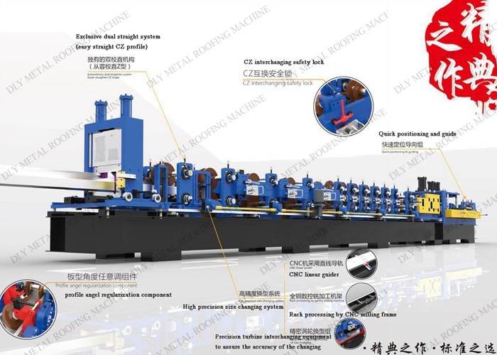 Plc C Purlin Roll Forming Machine Automatic Hydraulic Cutting 15kw