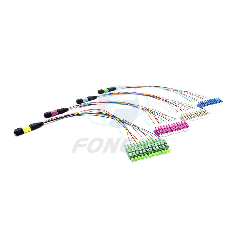 Single Mode 12 Fiber Optical MPO To LC FC SC ST Connector