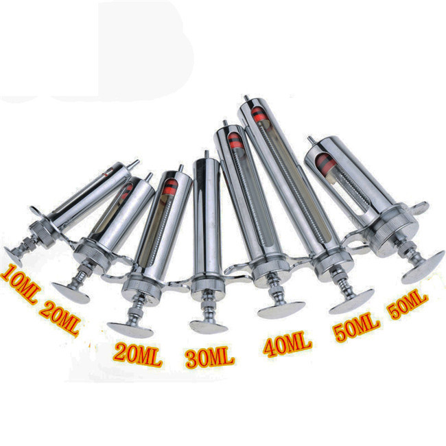 Stainless Steel Luer Lock Metal Veterinary Syringe 10ml Cattle Injection Needles