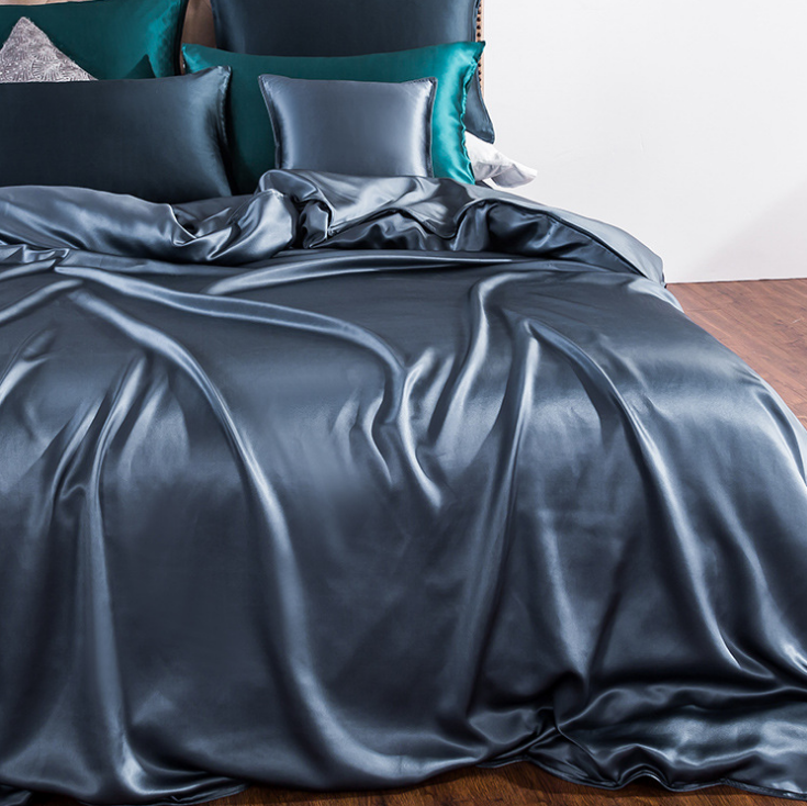 19mm Thread Count Fitted Sheet Set 100% Silk Oeko-TEX Certified Duvet Cover Included