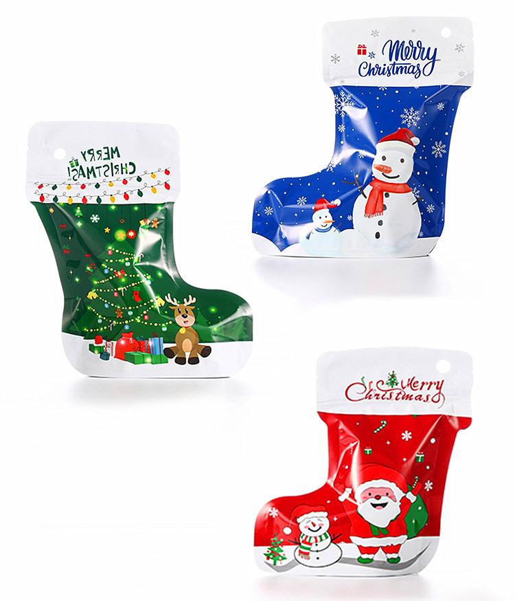 New Year Christmas Aluminum Foil Packaging Bag Santa Claus Elk Party Snack Storage