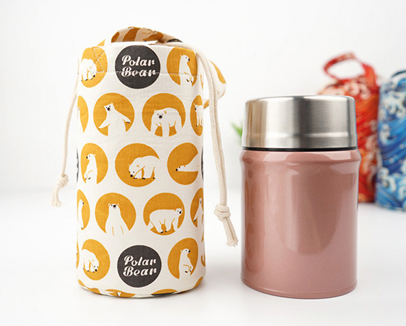 Recyclable Shoulder Strap H20CM Canvas Water Bottle Holder