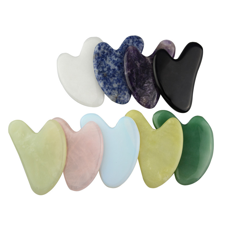 Pink Color Face Lifting Jade Stone Gua Sha Length 150mm