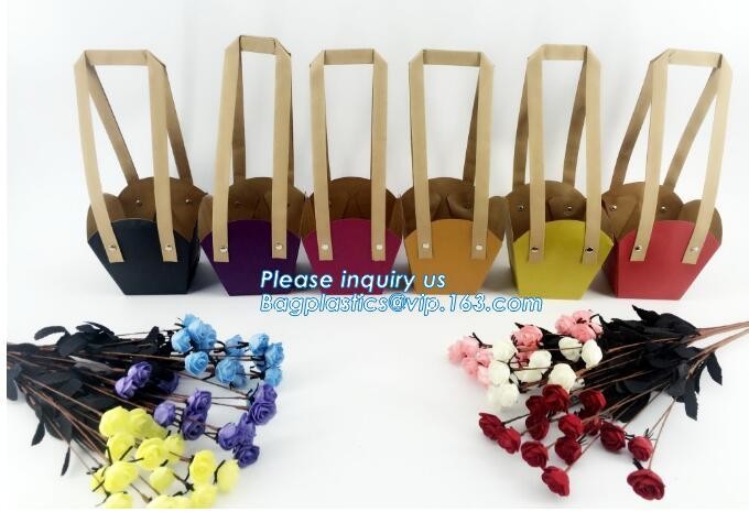 OEM Logo Printed Paper Packaging Bag Custom Good Quality Flower Carrier Bag,Art Paper Flower Carrier Bag Shopping Bags W