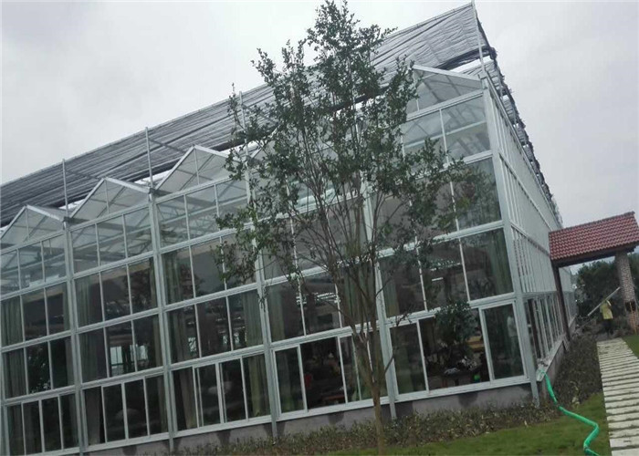 3m - 6m Side Height Agricultural Glass Greenhouse With Cooling Pad Fan System