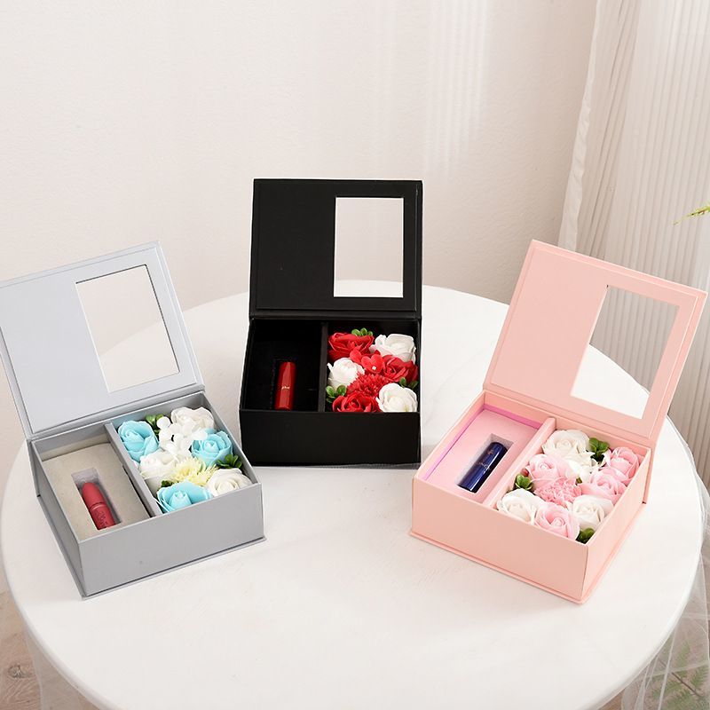Elegant Black Color Custom Logo Printing Rigid Cardboard Jewelry Flower Gift Packaging Box