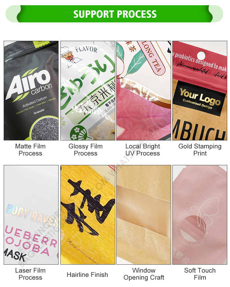 Ecofriendly Zipper Lock Stand Up Bag Sealed EasyTear Food Bag Reusable Candy Snack Bag