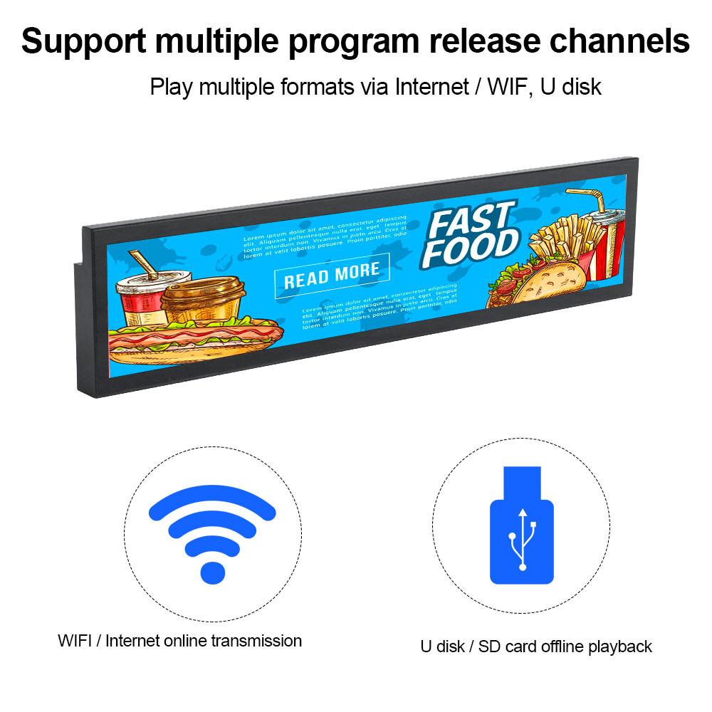 35.5" Stretched Bar Display Digital Signage 4G Or 5G Stretch Lcd Screen