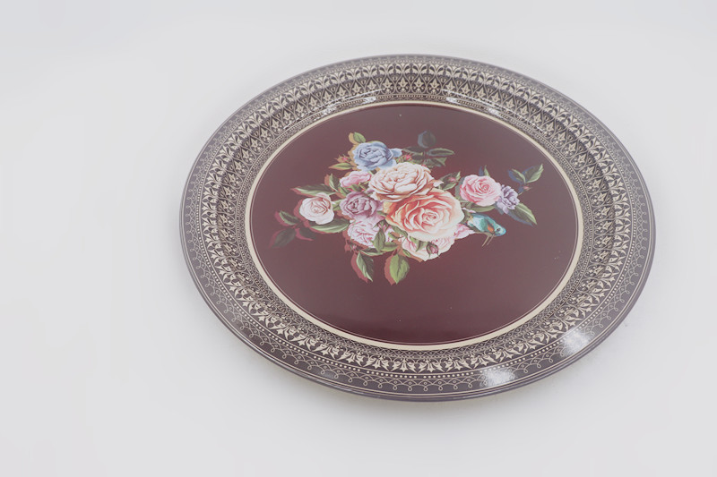SS Gold Bottom Dinnerware 33cm Round Dinner Plate For Weddings