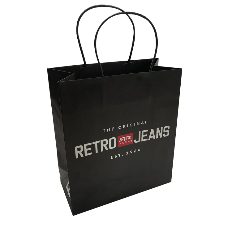 Black Luxury Custom Printed Paper Bag With Handle Eco Friendly Biodegradable