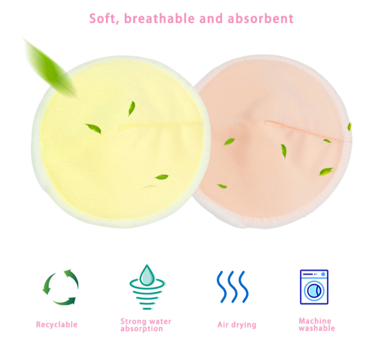 Round Shape Washable Breast Pads Nursery Customize Cotton Breast Pads