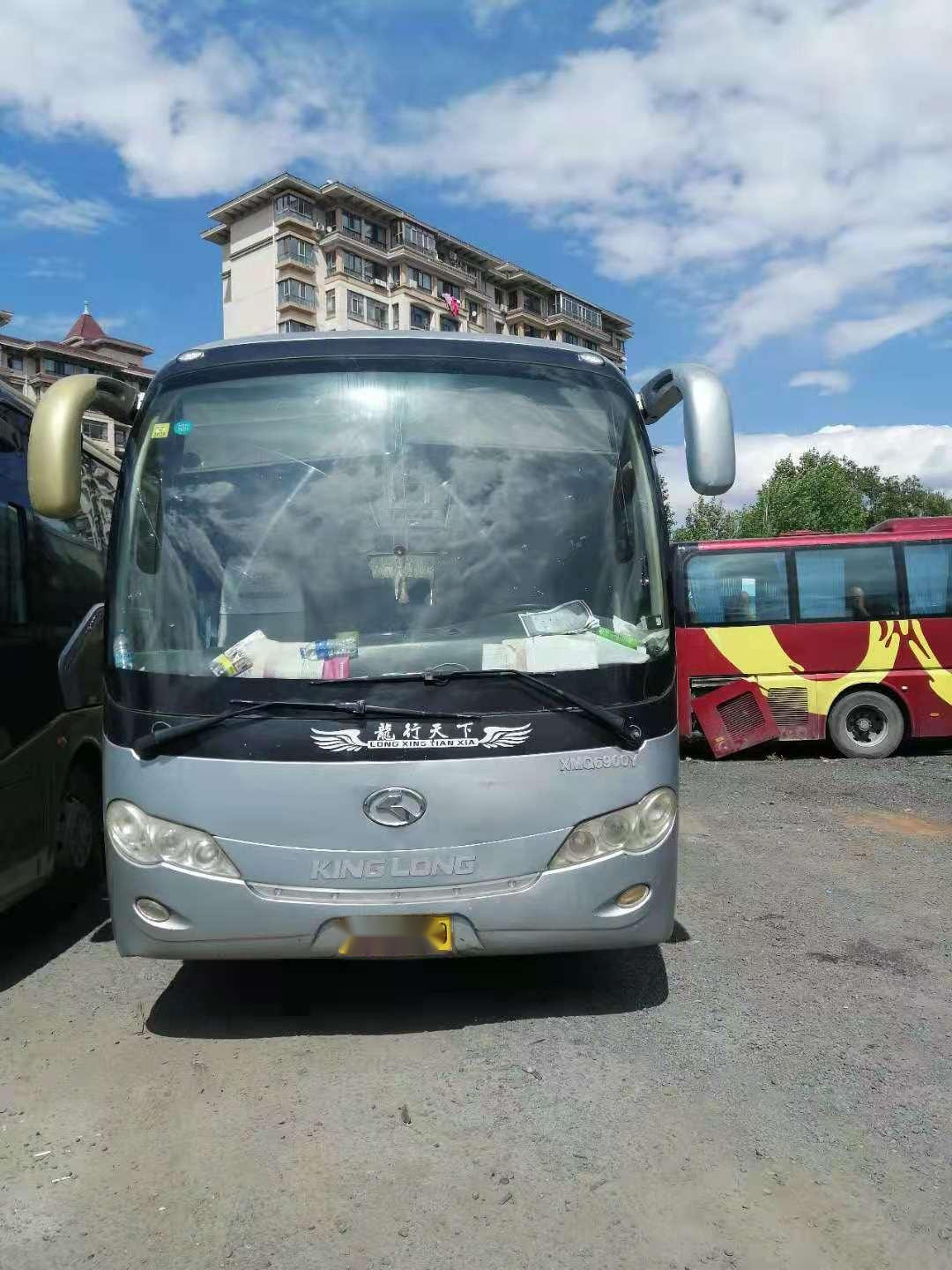 Used Kinglong Bus XMQ6900 Double Doors 39seats Low Kilometer Left Steering Steel Chassis