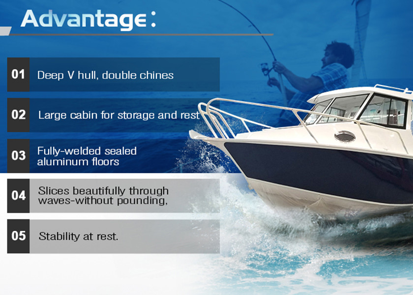 5mm Marine Grade Cuddy Cabin Boats Aluminum River Boats Smooth Deep V Design