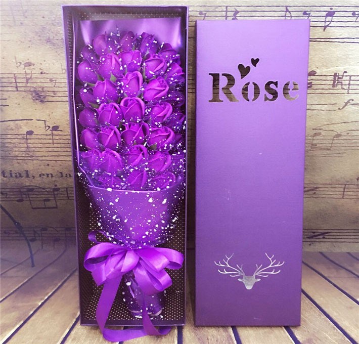 Hot Sale Luxury Custom Festival Rose Flower Cardboard Flower/Gift Paper Box with Lid