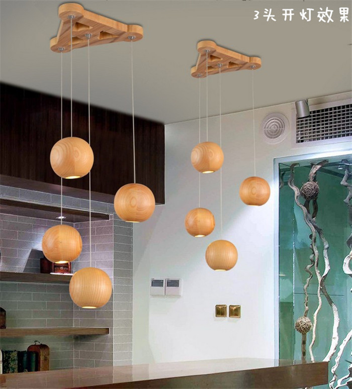 Wood Ball Pendant Lights For Indoor home Lighting Fixtures (WH-WP-15)