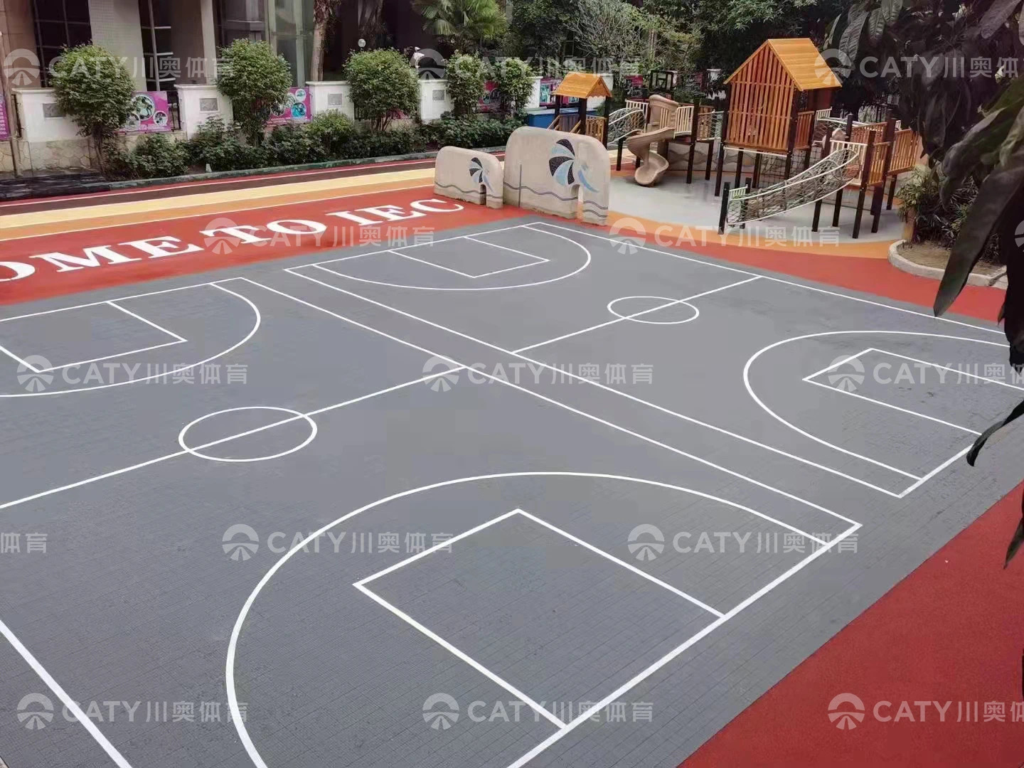 Easy Install PU Flooring Anti-Slip Interlocking Plastic Floor for Playground Mat Basketball Flooring Backyard Garage