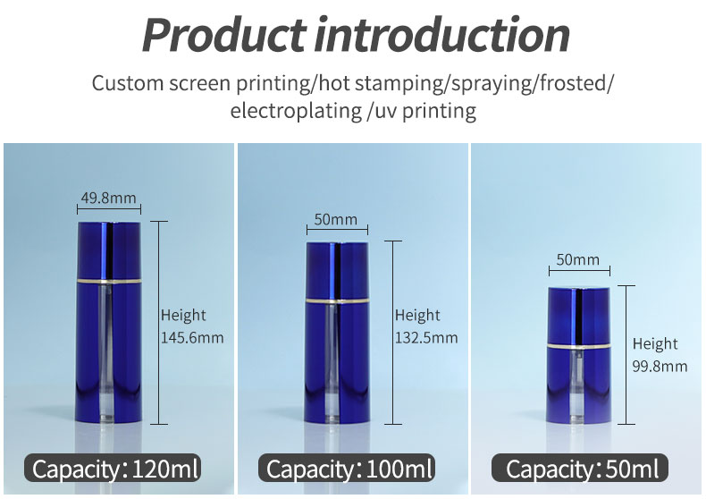 AS Material Empty Refill 20ml 30ml 50ml Plastic Airless Pump Bottle for Skin Care Sunscreen Acceptable Customer's Logo