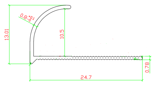 Aluminium round edge tile trim