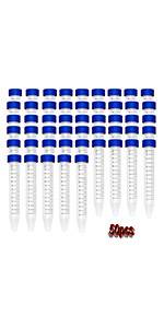 15ml Centrifuge Tubes,TEKEFT Conical Tubes with Screw Caps, Sterile Polypropylene Centrifuge Tubes