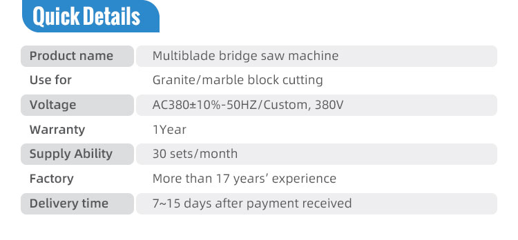 Multi Disc Granite Stone Cutting Machines for Precise Cutting of Granite Slabs in India