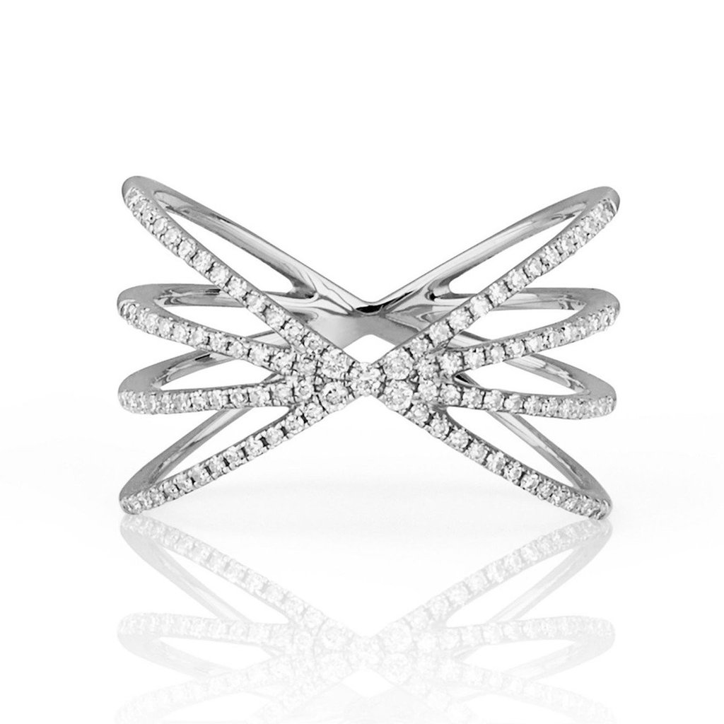 925 Sterling Silver Curb Link Chain Ring 18K Women Cubic Zirconia Rings
