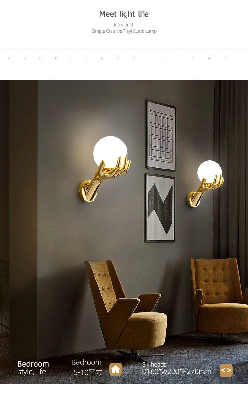 Modern Bedroom corridor Wall Lamp Luxury Living room Art Designer Creative ackground Wall Lamp(WH-OR-255)