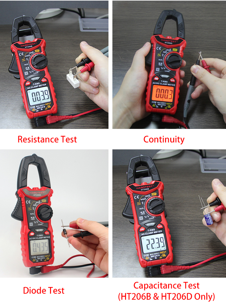600V AC DC Clamp Multimeter , 6000 Counts True RMS Clamp Multimeter