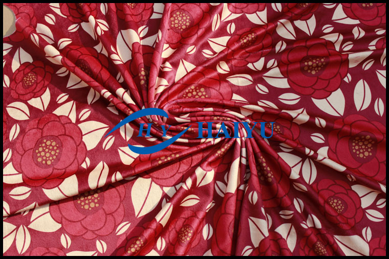 Printed Warp Knitted Velboa Fur Fabric 1.5m~2.2m Width 75D/144F Yarn Count