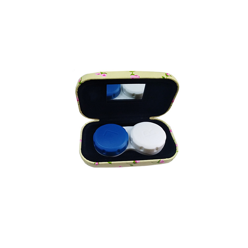 Cute lens storage case PU printed contact lens case with mirror