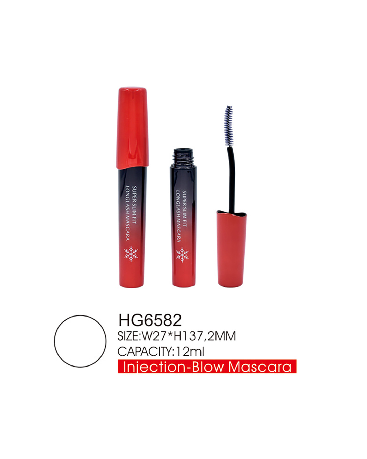 12ml Round Custom Mascara Tubes Red Overcap Empty Mascara Container