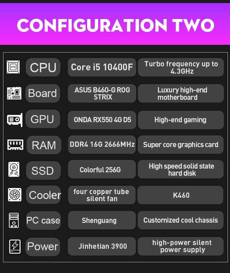 RAM 16G 2666MHz Gaming PC Desktops NVIDIA GeForce GTX 1650 Video Card