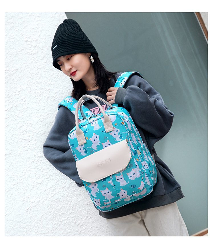 Animal Prints Polyester Rucksack Changing Travel Diaper Bags 27*15*42cm