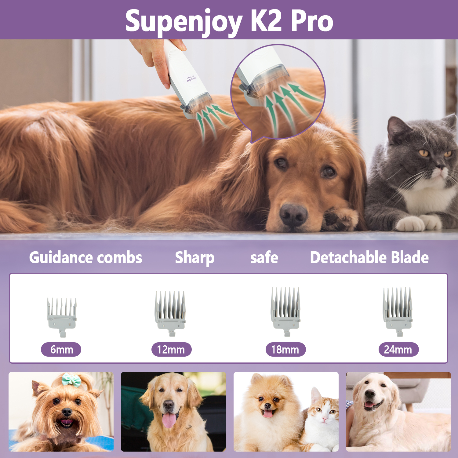 Pet Grooming Kit Vacuum Cleaner 5 in 1 P2 Pro Low Noise Pet Hair Remover Kit Dog Cat