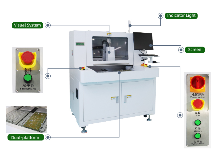 Dual-working Platform Visual Depanel Machine PCB Router Machine For Smt Production Line