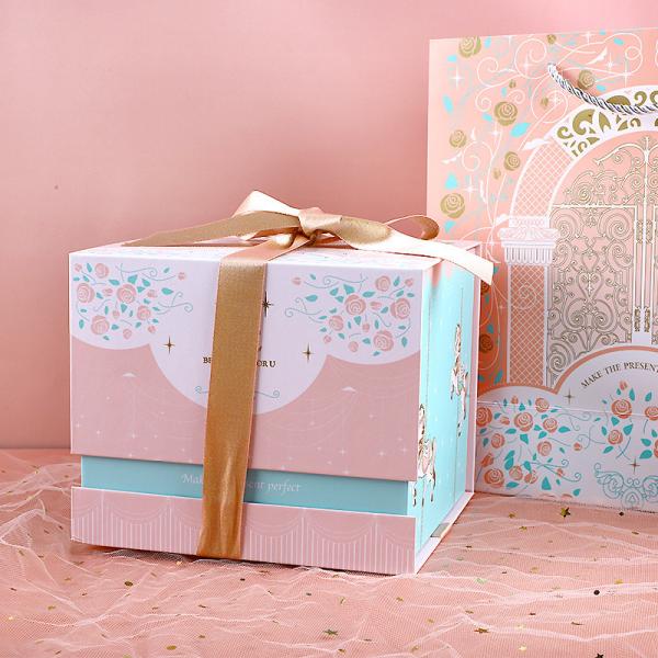 Pink gift box fairy design white cardboard birthday exquisite gift box packaging