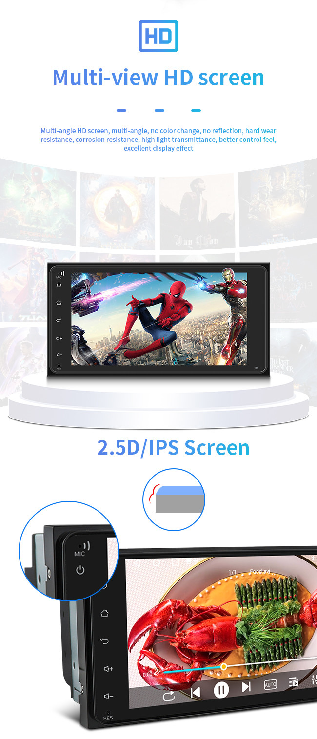 4 Core Car Android GPS Navigation 7 Inch 1080P Screen BT Music Phone For Toyota