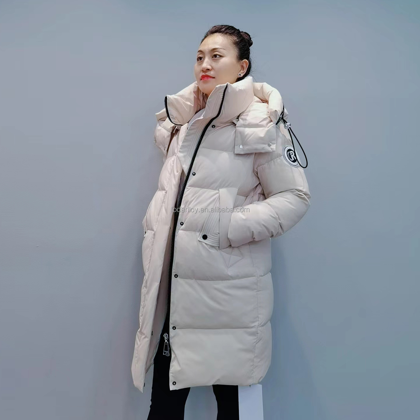 FODARLLOY F23533 Ladies Warm Hooded Cotton-padded Clothes Women Slim Long Winter Jackets Women Coats