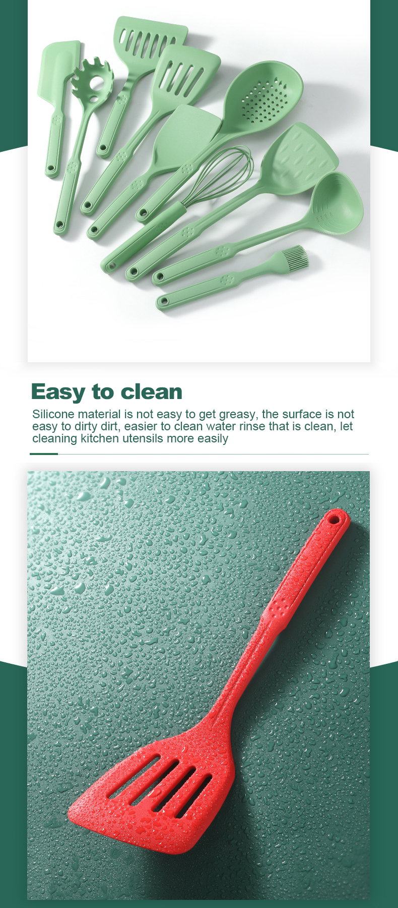 Reusable Seamless Silicone Cooking Utensils Set With SS Core