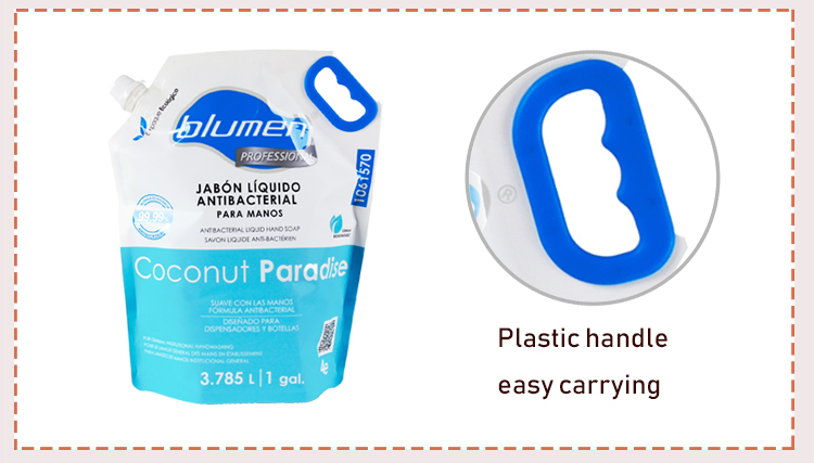 Liquid Plastic Bag With Doypack Reusable Stand Up Detergent Spout Pouch