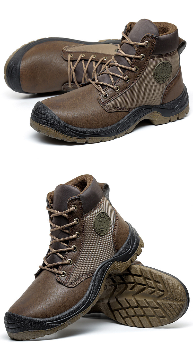PU Injection Men's Work Boots With Kevlar Midsole And Microfiber Leather Design