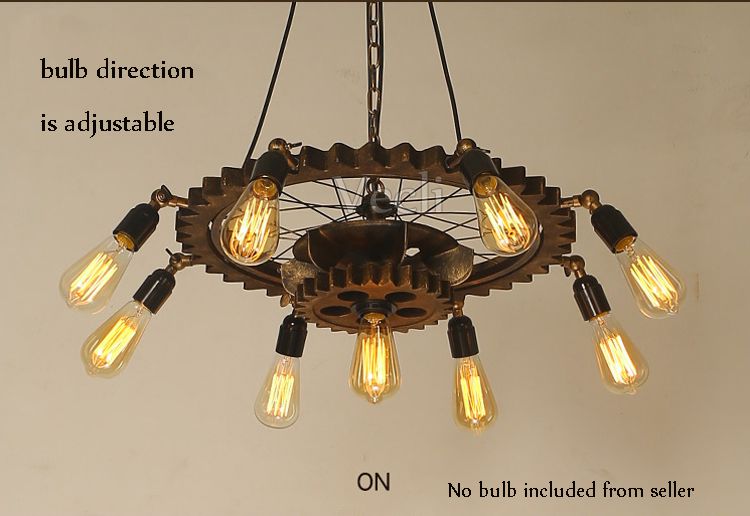 Creative Retro Loft Chandelier Wood Pendant Lamp Restaurant Living Room Dining Room Wheel Chandelier(WH-VP-228）